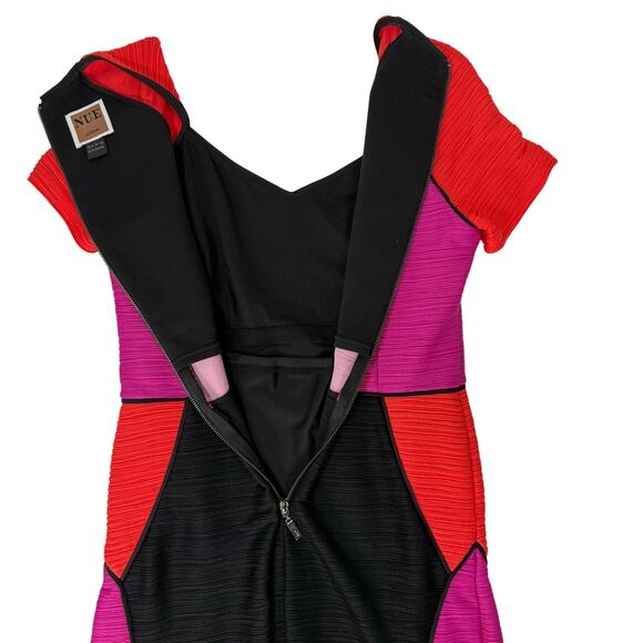 Retro Nue by Shani Colorblock Sheath Dress Women’s 8 Pink Red Black - Picture 5 of 9